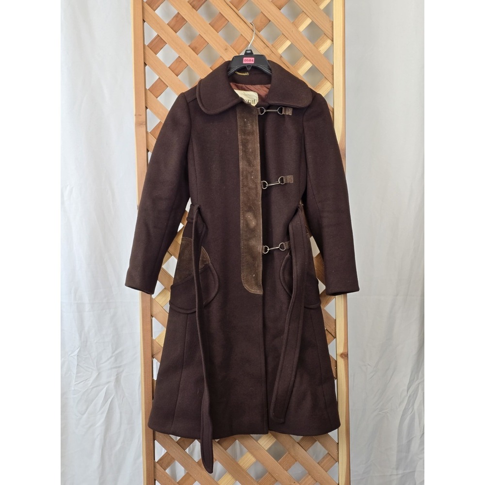 Vtg Baccarat Women's Wool Long Coat Duster Pirate Look - Snap Hook Closure Sz XS